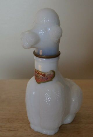 Vintage 1971 Gori Italian Rose Wine White Milk Glass Poodle Decanter / Empty