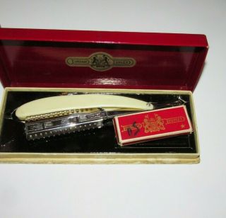 Vintage Durham Duplex Straight Razor W/blades & Cardboard Case.  4204