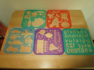 Vintage Tupperware Tupper Toys Stencils Set Of 5 Made In U.  S.  A.  1987 & 1990