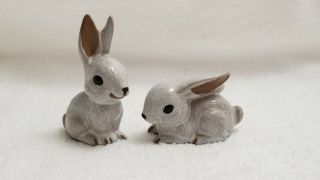 Vintage Schmid Bros Bunny Rabbits S&b Porcelain Figurines Baby Bunnies Set Of 2