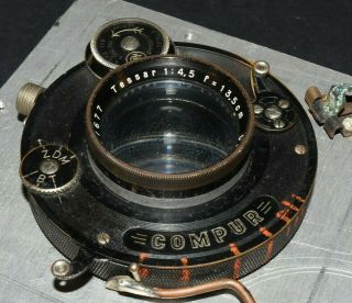 Carl Zeiss Jena Nr.  317677 Tessar 1:4.  5 f=13.  5cm COMPUR Lens Mounted On Panel 3
