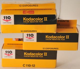 Three Rolls In Boxes Of Kodak Kodacolor Ii 110 Color Film Asa 100,  Nib,  1981