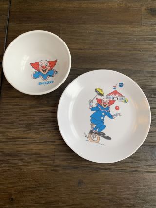 Vintage 1970s Bozo The Clown Plate And Bowl