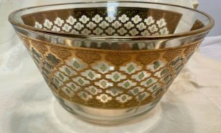 Vintage Culver Valencia Punch Bowl 22k Gold Green Diamond Design