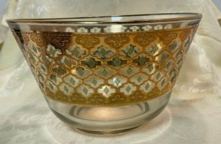 Vintage Culver Valencia Punch Bowl 22K Gold Green Diamond Design 2