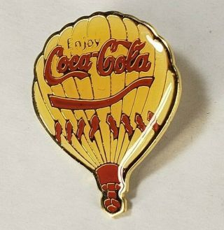 Rare Vintage Enjoy Coca Cola Collectible Lapel Hat Pin Enamel Hot Air Balloon