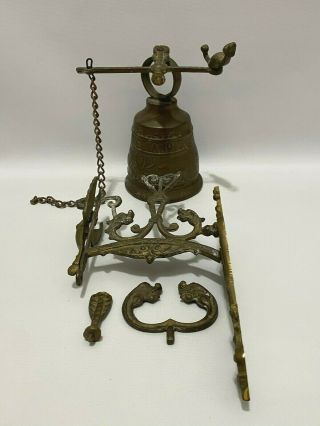 Ornate Vintage Brass Church Monastery Bell Wall Mount Vocem Meam A Ovime Tangit