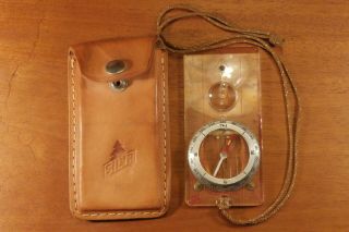 Vintage " Silva " Type 1 Compass W/leather Case Made In Sweden Collectible