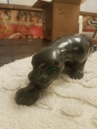 Vtg Mid Century Black Ceramic Stalking Panther Green Eye 21 