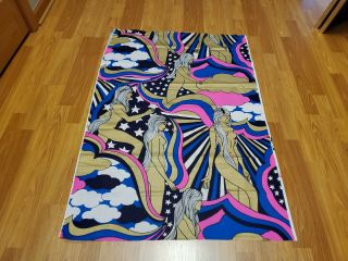 Awesome Rare Vintage Mid Century Retro 70s 60s Psychedelic Metallic Girls Fabric