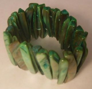 Vintage Abalone or Mother Of Pearl MOP Shell Stretch Bracelet 3