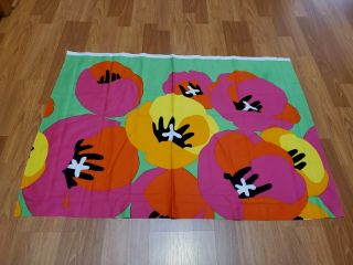 Awesome Rare Vintage Mid Century Retro 70s Bright Tampella Floral Yel Grn Fabric