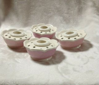 Vintage Retro Holt Howard 1958 Set Of 4 Pink Candle Holders Ceramic