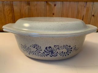 Vintage Pyrex Homestead Oval 043 - 1.  5 Qt.  Casserole With The Rare Correct Lid
