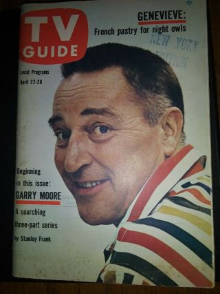 Vintage Tv Guide April 22,  1961 No Label In Vg Gary Moore On Cover