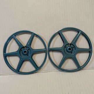 2 Vintage Blue Metal Compco Corp 8mm Film Reels 6 Inch Chicago Usa 300 Ft
