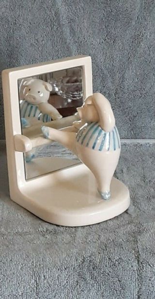 Vintage Fitz & Floyd Flashdanceballerina Pig Bookend With Mirror