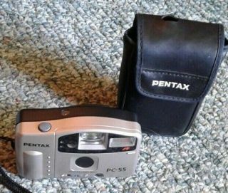Vintage Pentax Pc 55 35mm Film Point And Shoot Photo Camera With Case
