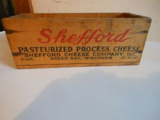 Vintage Wooden Shefford 2 Pound Pasteurized Process Cheese Box - Green Bay,  Wi