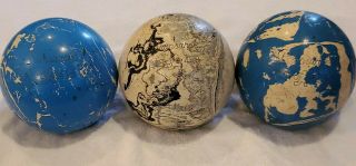 Three Vintage Brunswick Duck Pin Bowling Balls 2 Blue/white 1 - Black/white Swirls