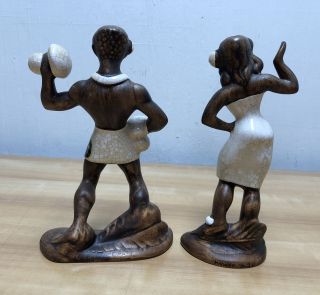 Vintage Hand - Done SET 2 Treasure Craft Hula Dancer Figurines 1976 Hawaii 8” Tall 2