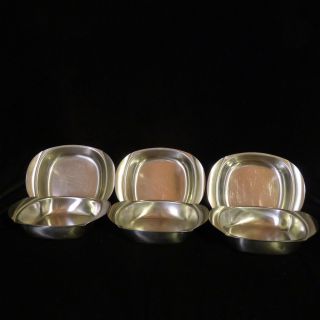 Vintage Cultura Sweden Stainless Steel Bowls Dishes Set Of 6 Mid - Century Modern