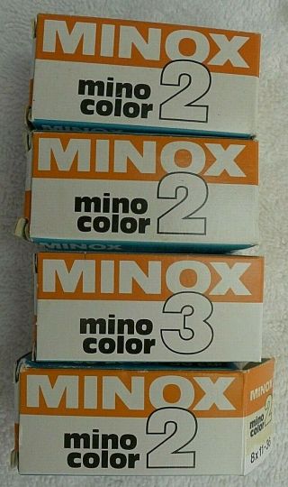 4 Boxes Minox Mino Color 2 & 3 Camera 15 & 36 Exposures Film Nos