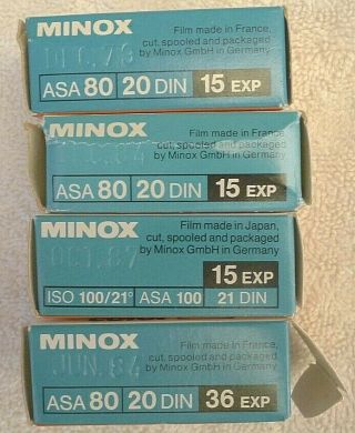 4 Boxes Minox Mino Color 2 & 3 Camera 15 & 36 Exposures FILM NOS 2