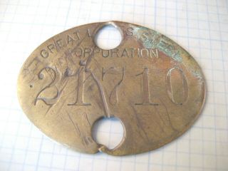 Vintage Great Lakes Steel Corporation 21710 Id Number Tag Badge Old Brass 813x