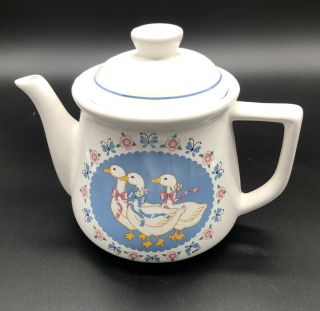 Vintage Treasure Craft Stoneware Ribbon Geese B&d Tea Pot