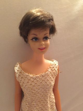 Vintage Barbie Mod Brunette Casey Doll Gold Swimsuit
