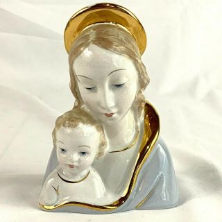 Vintage Virgin Mary Madonna Holding Baby Jesus Porcelain Figurine Bust Italy 101
