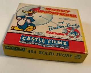 8mm CASTLE FILM REEL WOODY WOODPECKER CARTOON SOLID IVORY 494 2