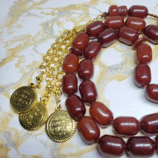 VINTAGE 33 German CHERRY amber faturan فاتوران bakelite komboloi Prayer Beads 3