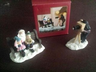 Vintage Photographer With Camera Figurine " Photo With Santa " 2 Pc Collectible