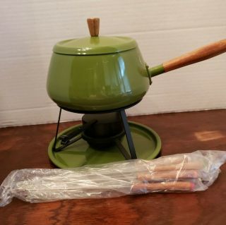 Vintage Avocado Green Fondue Pot Made In Japan Mcm 60s 70s