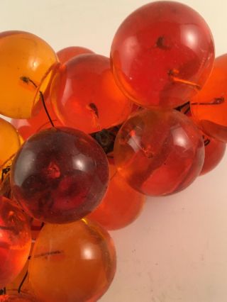 Vintage Mid Century 1960s Orange Lucite Acrylic Grapes Cluster LARGE 2