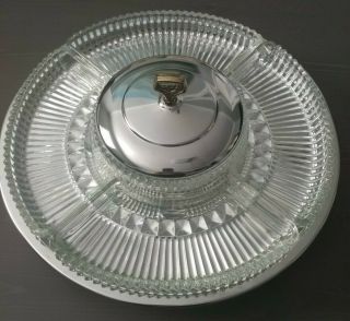 Vintage Kromex Revolving Lazy Susan Chrome With Glass Dishes Made In Usa