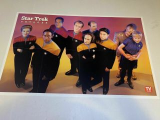 Poster Star Trek Voyager / 1995 Tv Guide 21 " X 33.  5 " Vintage [xz011]