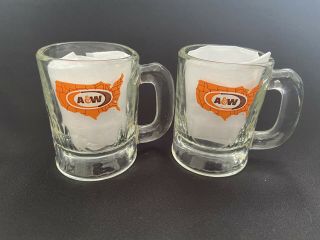 Vintage 3 1/8 " Tall Childs / Baby A & W Root Beer Mugs W/ Us Map Logo