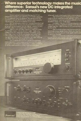 1978 Sansui Au - 717 Dc Integrated Amplifier & Matching Tu - 717 Tuner - Vintage Ad