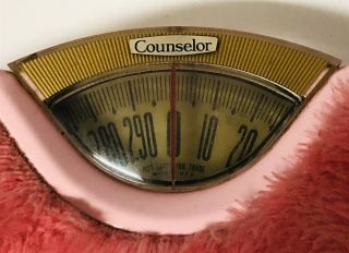 Vintage PINK Brearley Counselor Furry Fuzzy Bathroom Scale 1964 MCM 2