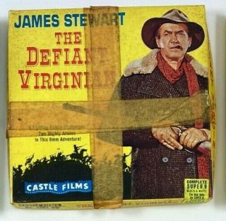 Vintage 8 Mm Movie Film In Ob: Castle Films James Stewart The Defiant Virginian