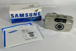Samsung Maxima Zoom 105gl 35mm Film Camera 38 ☆ 105mm Zoom Lens ☆ Og Box Instruc