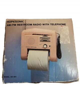 Vintage Hopesonic Am/fm Restroom Radio Telephone Model He - 841 Toilet Paper Roll