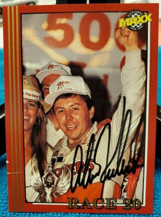 Alan Kulwicki Nascar Hand Signed Autograph Vintage 1992 Red Maxx Race Card