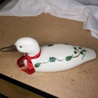 Vintage Carved Wooden Mallard Drake Duck Decoy Christmas Colors