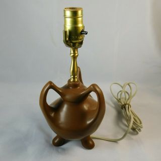 Vintage Van Briggle Tripod Pottery Ceramic Lamp Base Chocolate Brown