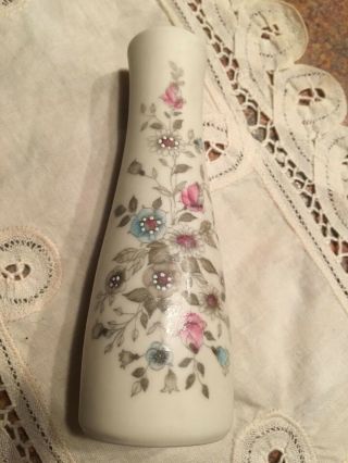 Vintage Hand Painted And Signed Arabia Finland Bud Vase And Antique Lace Doily