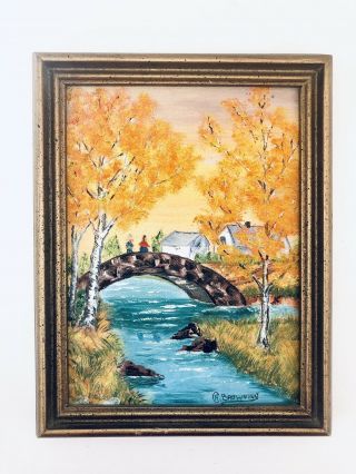 Set Of Two Vintage Realistic Landscape Oil Paintings Framed And Signed 3